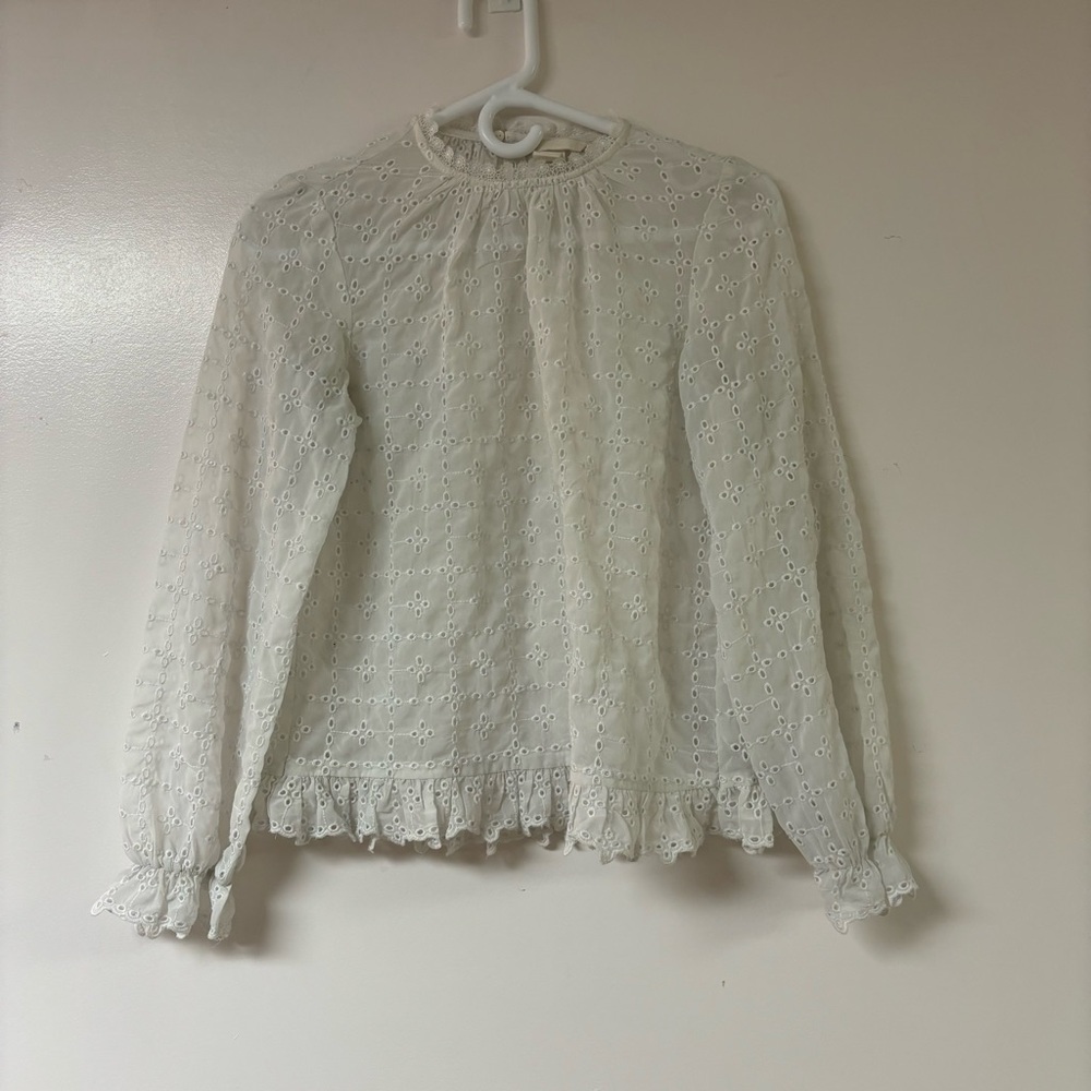 H&M eyelet lace long sleeve top size small boho cottagecore old money